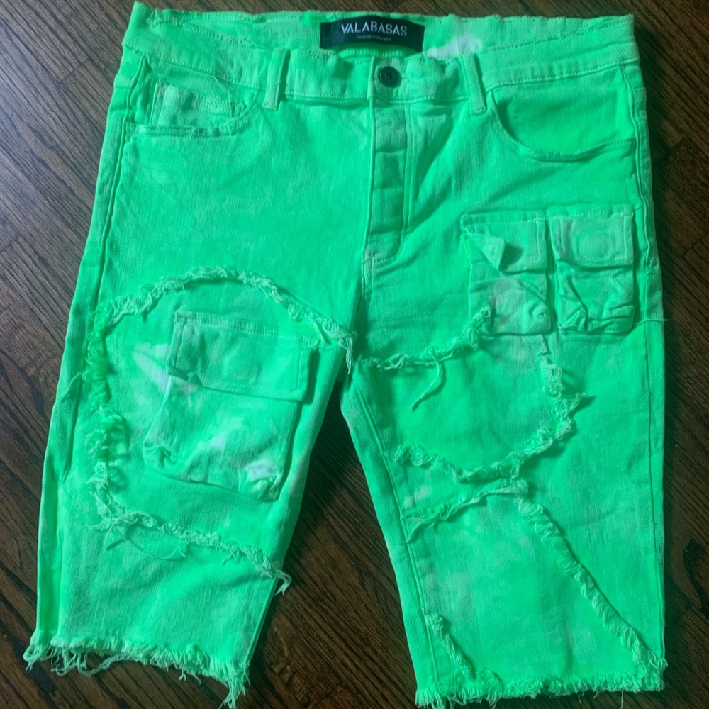 Valabasas Neon Green Cargo Shorts